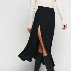 NWT The Reformation Zoe Skirt Black 10